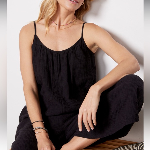 Z Supply Flared Gauze Jumpsuit in Black - Picture 3 of 9